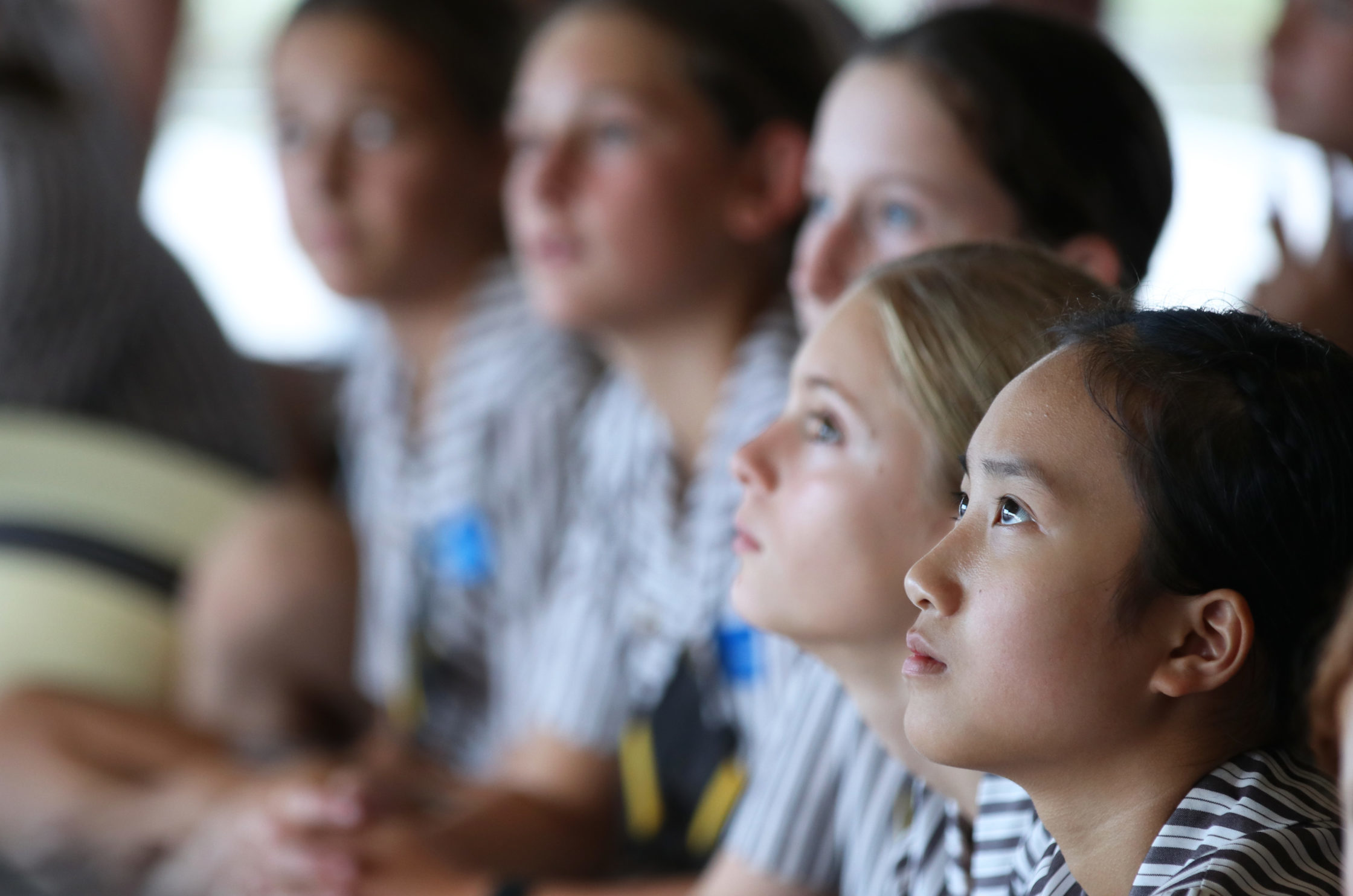 A photo of a row of St Rita's College students' faces looking forward.