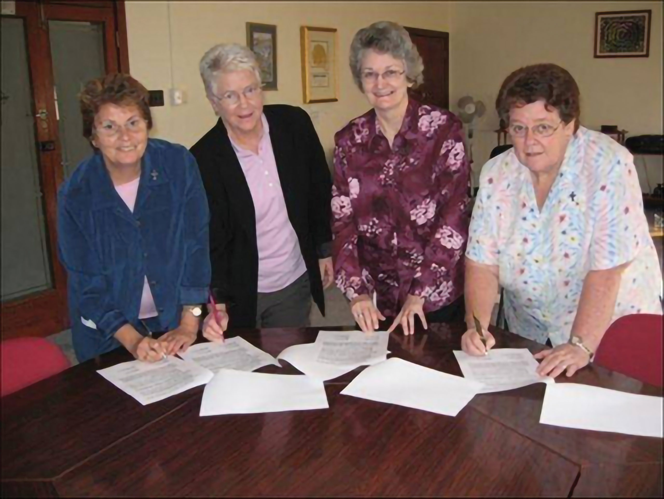 The leaders of the four Queensland congregations of the Sisters of Mercy who were the founding Stewards of Mercy Partners — Sister Sandra Lupi, leader of the Brisbane Congregation, Sister Moira Truelson, leader of the Rockhampton Congregation, Sister Helen Mary Peters, leader of the Townsville Congregation, and Sister Faye Kelly, leader of the Cairns Congregation.