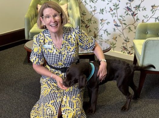 AHS_TeddytheWellbeingDogandCatherineOKane