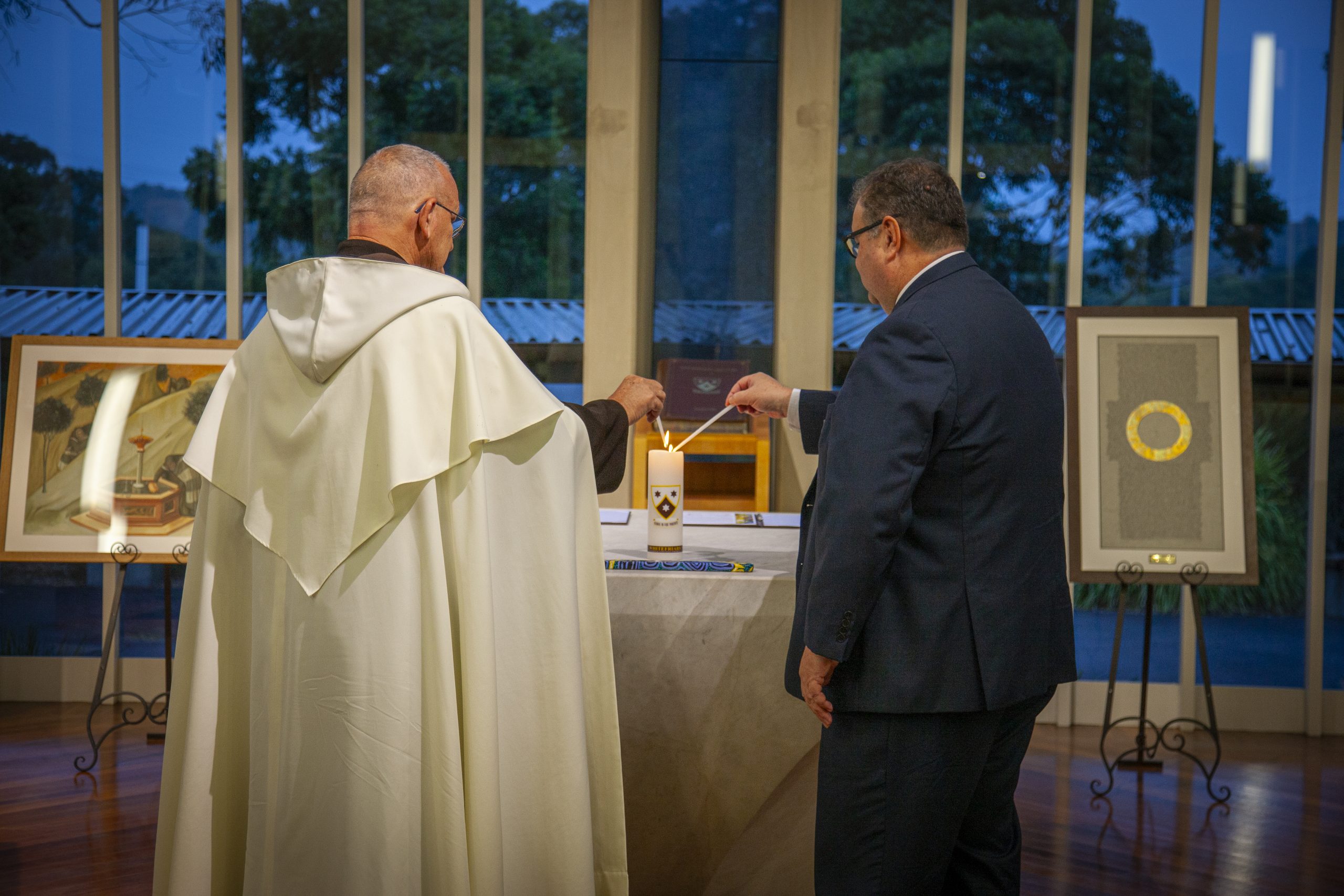 Lighting of the candle at the Whitefriars College transition ritual.
