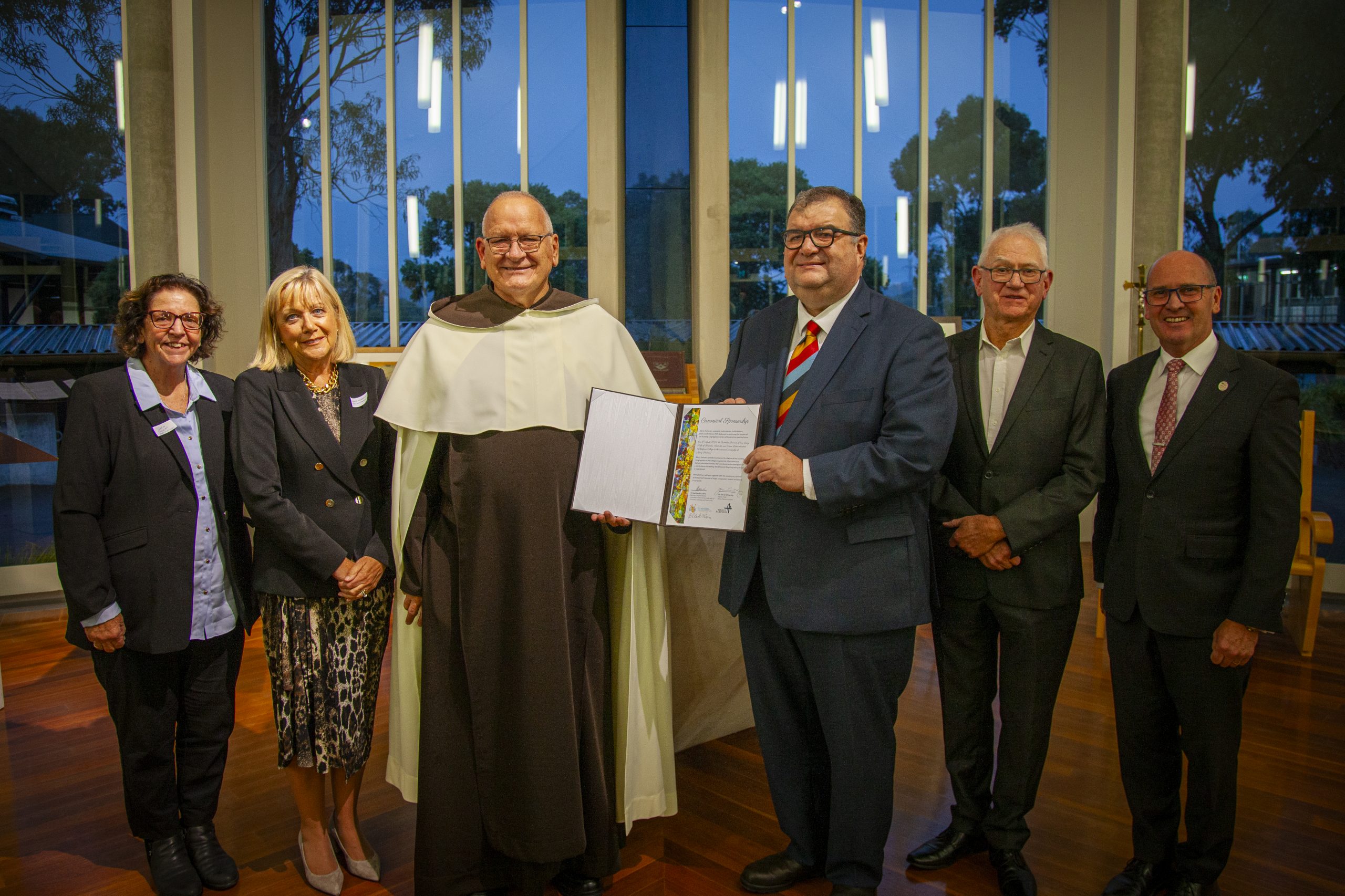 Representatives from Mercy Partners, Whitefriars College and the Carmelite Province of Our Lady Help of Christians, Australia and Timor-Leste, at the College's transition ritual.