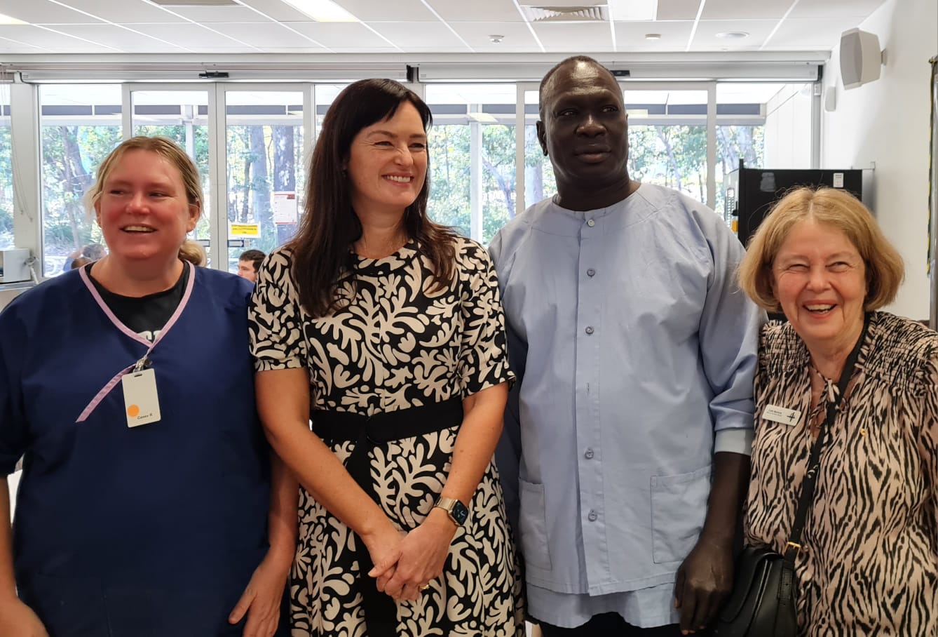 Leanne Linard with Mercy Partners Board Director, Cath Bartolo and Holy Cross staff.